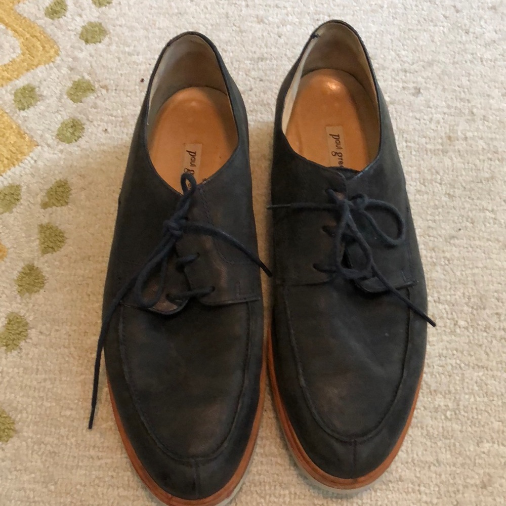 Paul Green black suede platform oxford